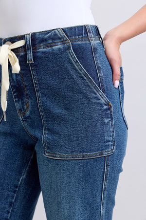 HW Drawstring Wide Leg Jeans