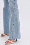 Light Rhinestone Panel Flare Jeans