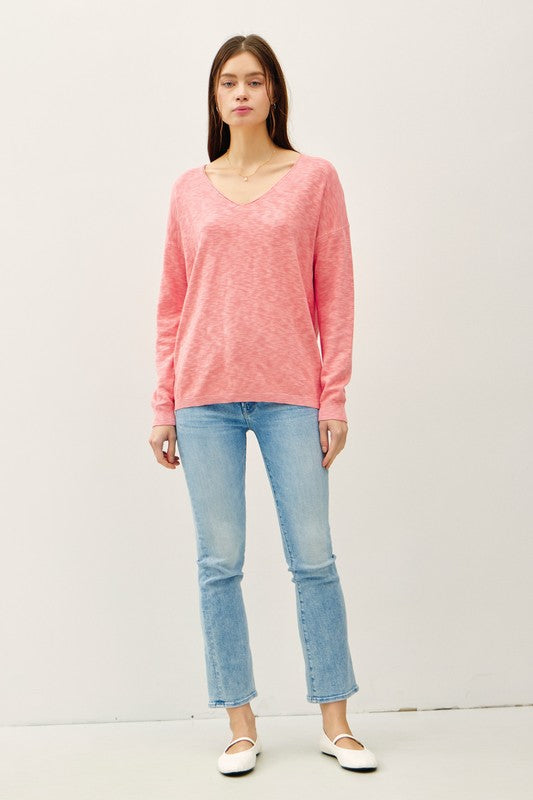 VNeck Slub Sweater