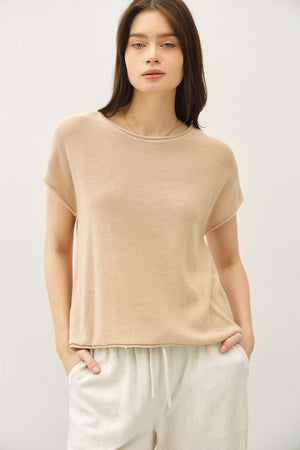 SS Raw Hem Sweater Top