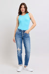 Mid Rise Button Fly Boyfriend Jeans