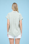 Linen Blend SS Button Down Top