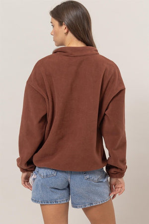 Fleece Colorblock Half Zip Pullover Top