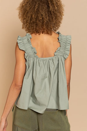 Cropped Ruffle Sleeveless Top