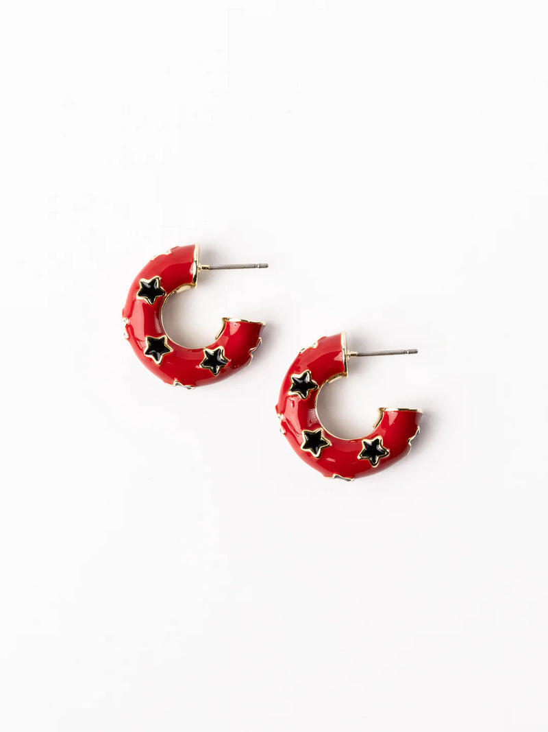 Justine Enamel Star Hoop Earrings