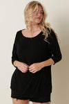 Drop Shoulder Loose Fit 3/4 Sleeve Top