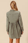 Washed Twill Button Down Dress