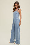 Tie Back Denim Jumpsuit