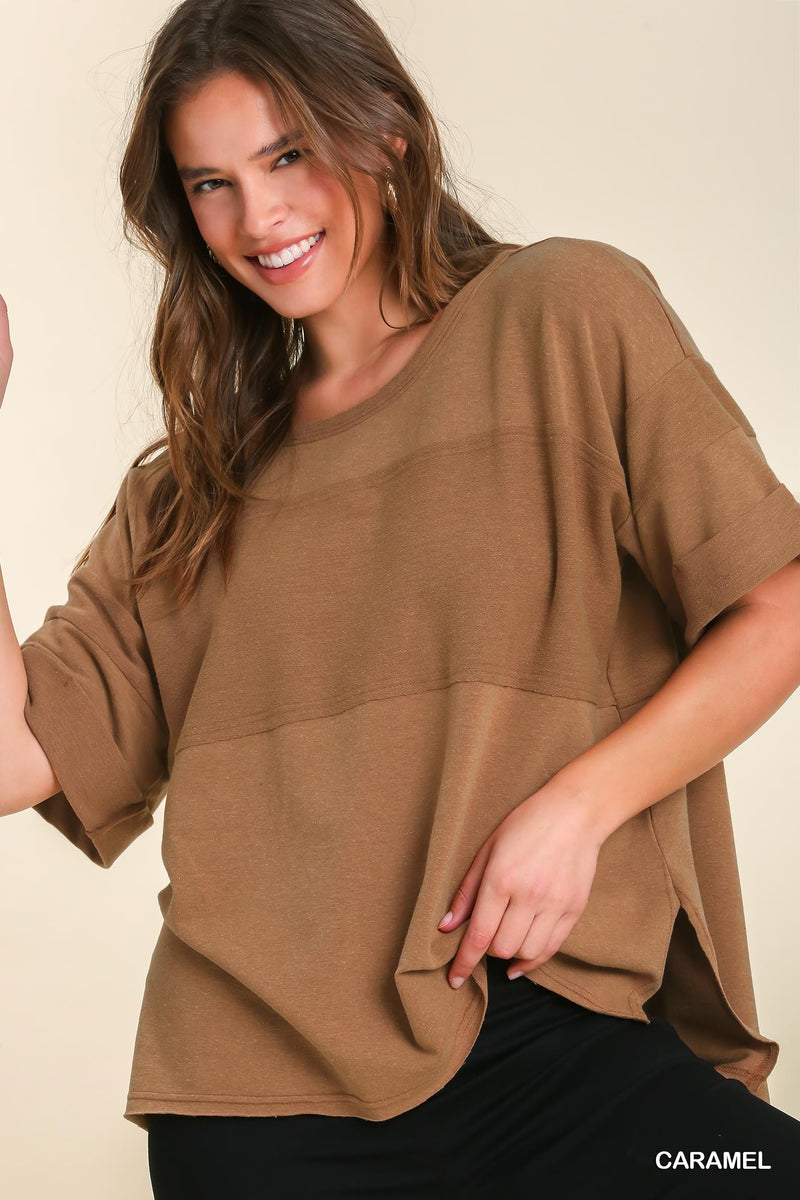 Terry Panel Mineral Wash Knit Top