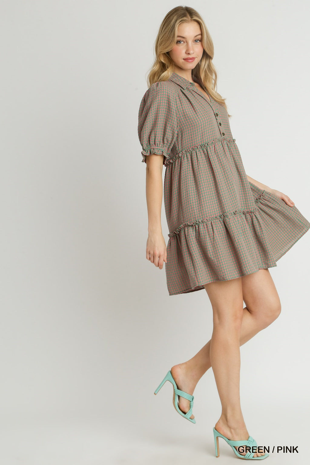 Checkered SS Collar Dress