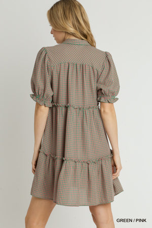 Checkered SS Collar Dress