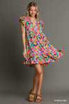 Abstract Print Tie Neck Dress