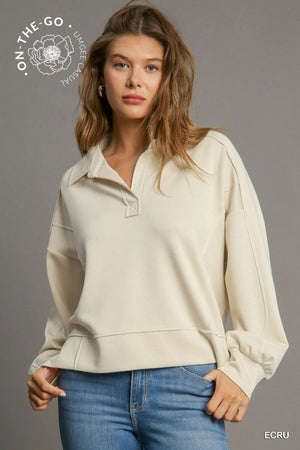 Buttery Soft Polo Style Sweatshirt