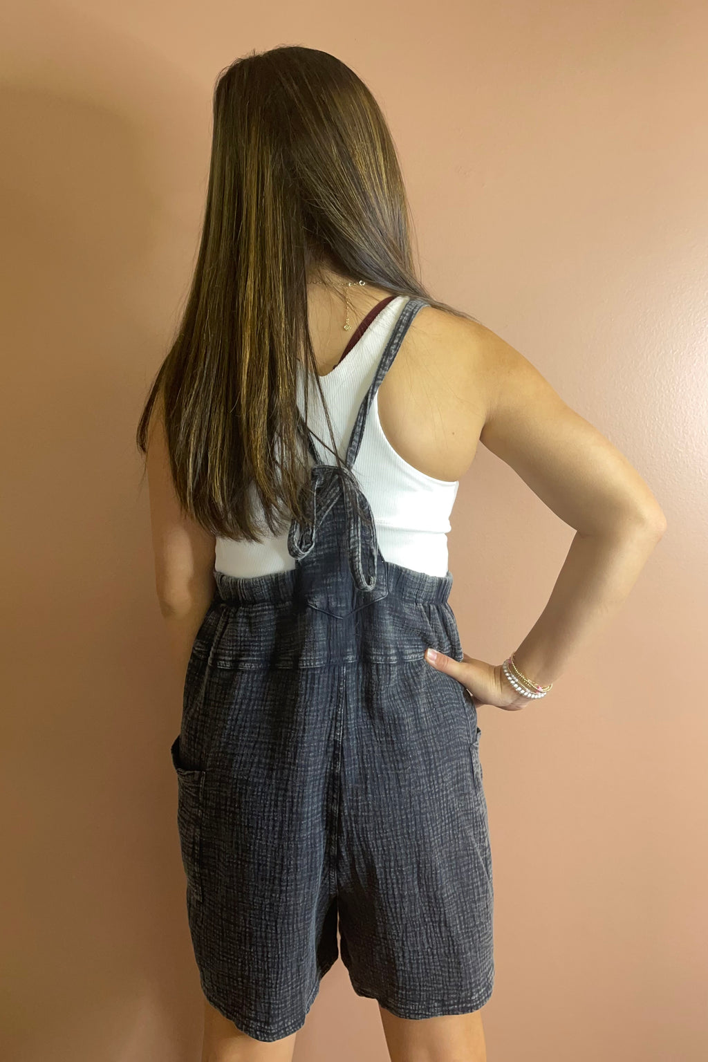 Cotton Gauze Overalls Shorts Romper