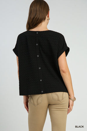 Jacquard Texture Button Back Top