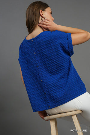 Jacquard Texture Button Back Top