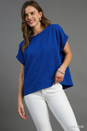 Jacquard Texture Button Back Top