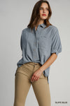 Linen Stripe Boxy Button Down Top