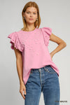 Ruffle Sleeve Terry Pearl Top