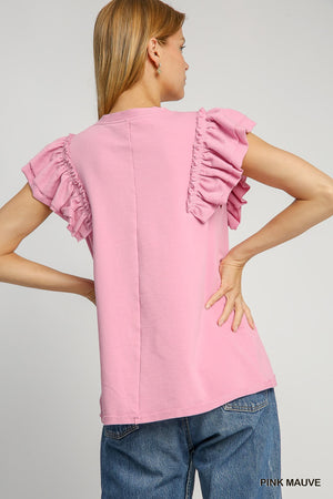 Ruffle Sleeve Terry Pearl Top