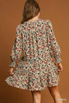 Split V Floral Cord Dress