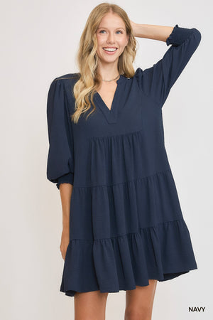 V-Neck Tiered Woven Dress