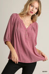 Mineral Wash Half Button Top