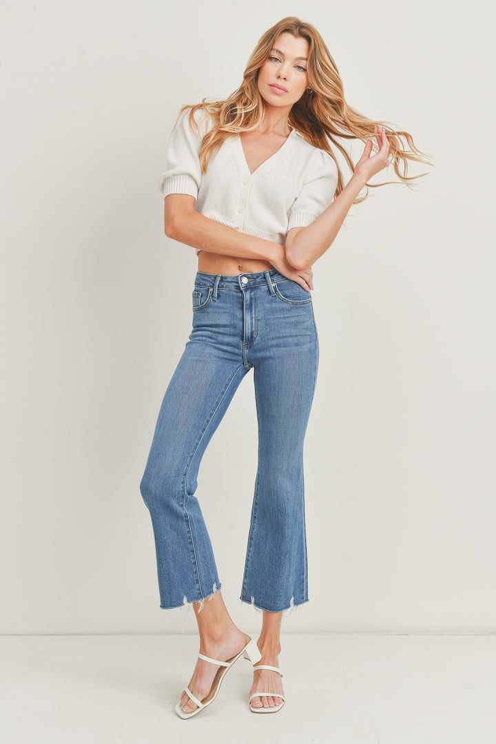 Hi Rise Crop Flare Jeans