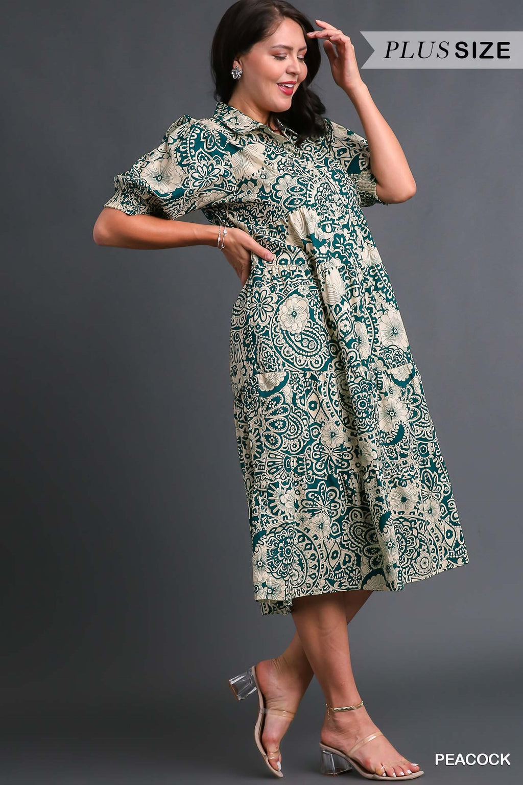 Plus Tier Collar Paisley Midi Dress