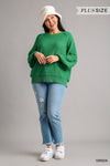 Plus Puff Sleeve Textured Sweater Top