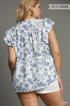 Plus Smock Yoke Floral Woven Top