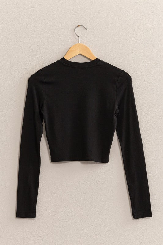 Crop LS Basic Knit Top