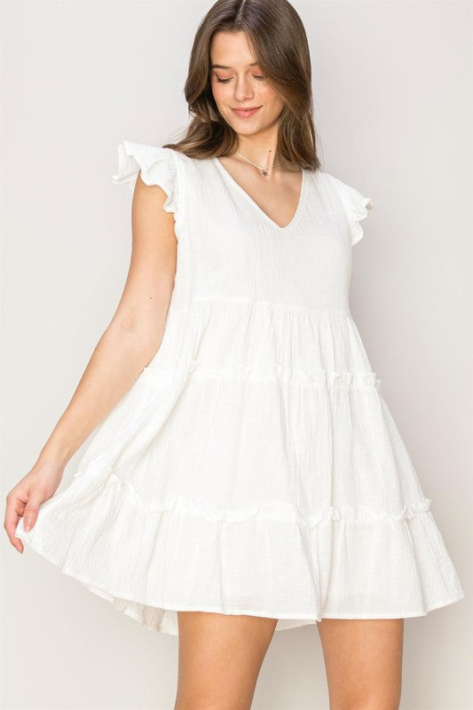 Gauze Tiered Mini Dress