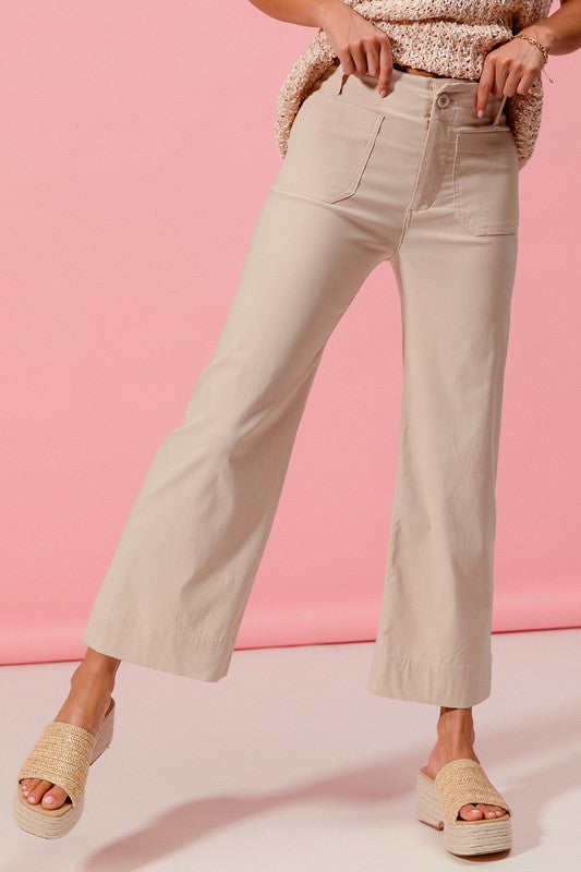 Straight Wide Leg Pocket Pants