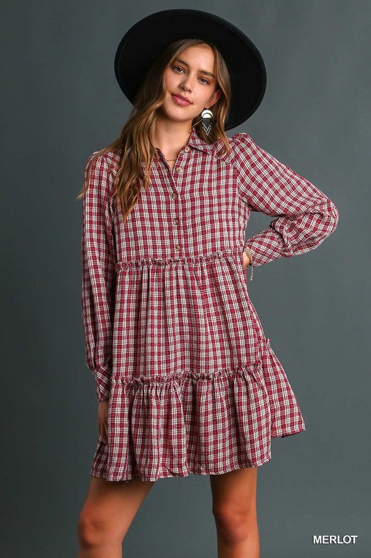 Plaid Ruffle Tier Dress