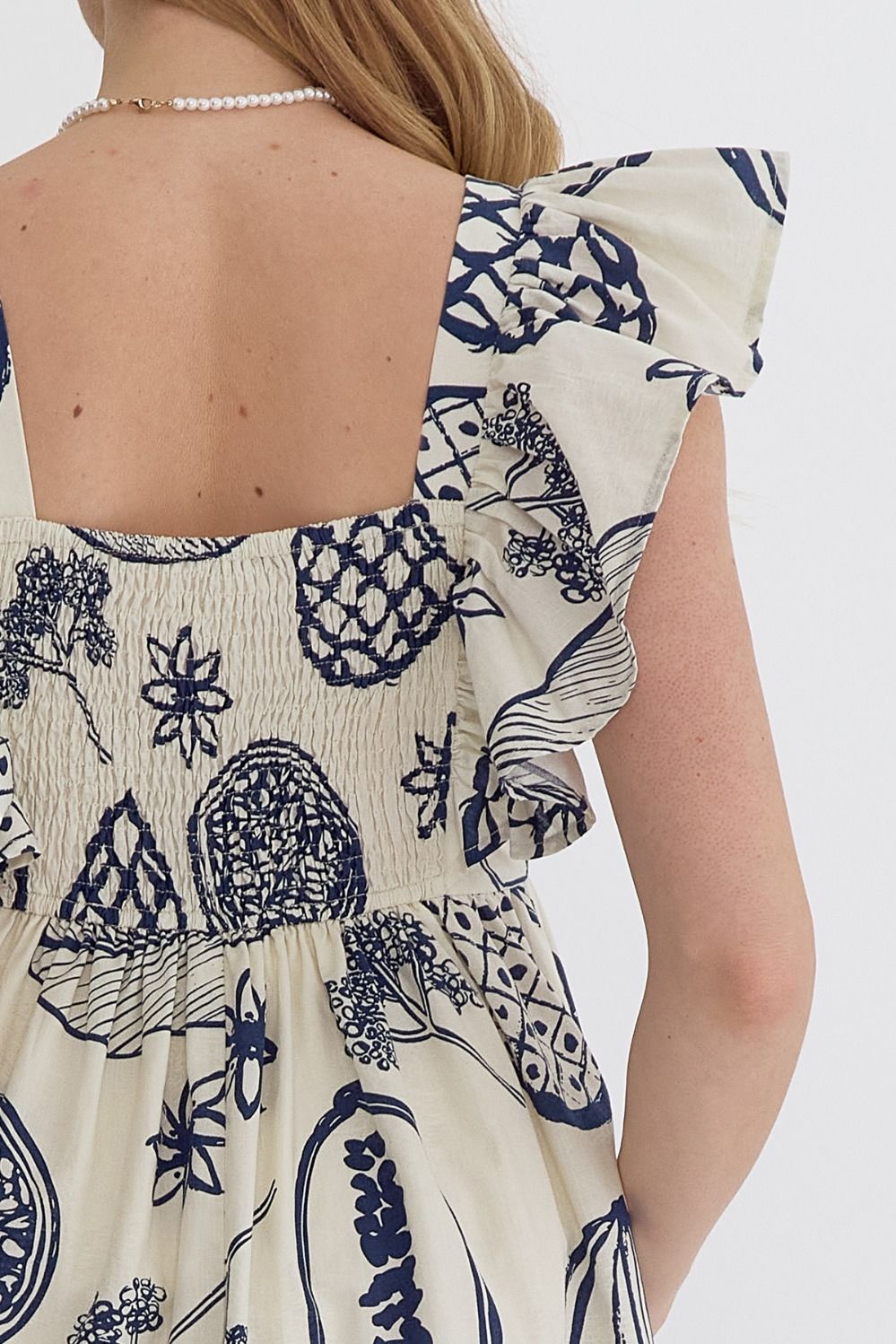 Square Neck Fruit Print Dress