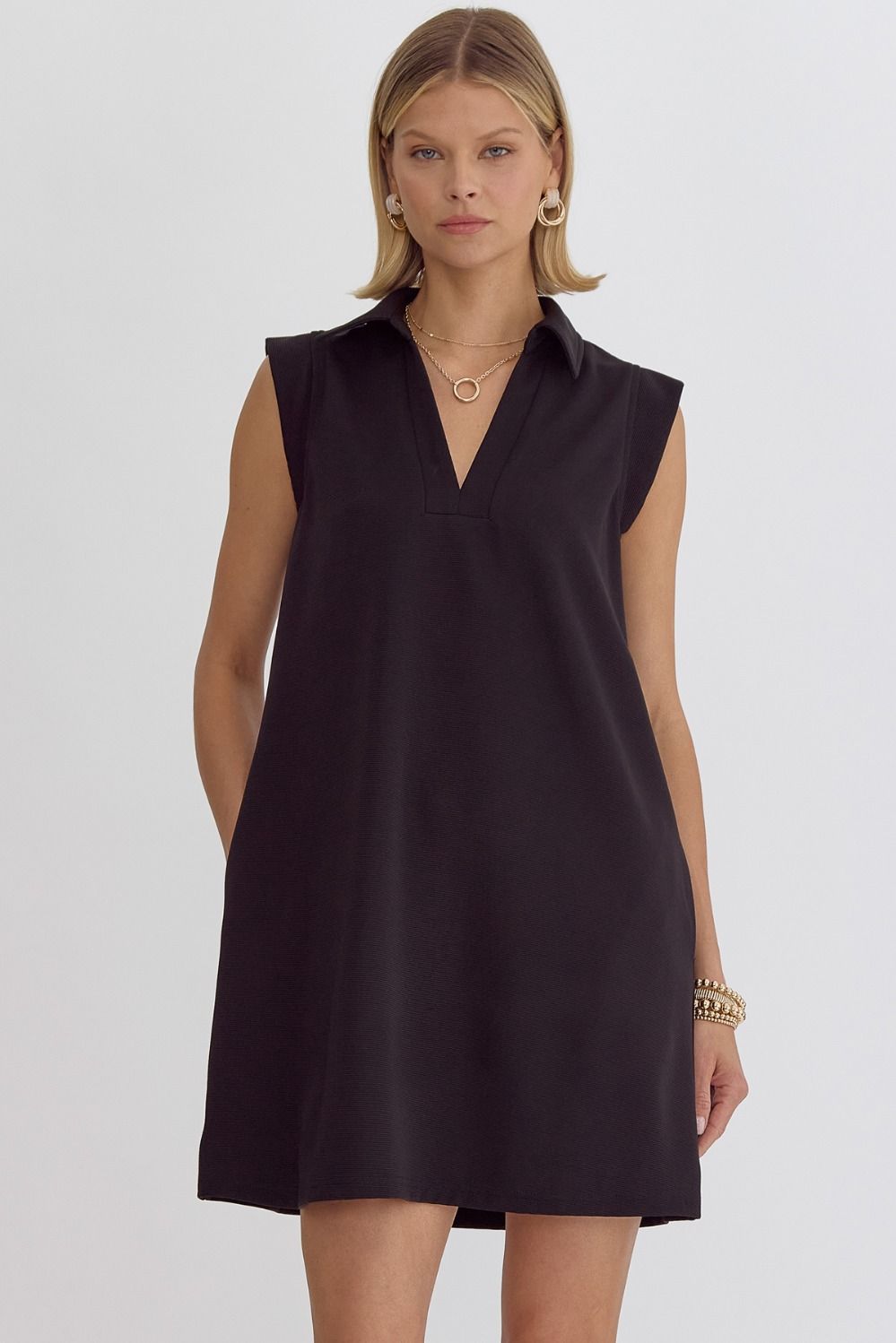 Open Placket Collar Dress