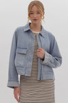 Denim Pocket Zip Up Jacket