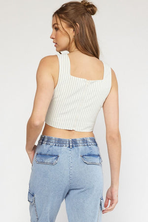 Pinstripe Square Neck Crop Top