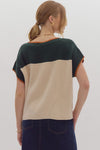 Colorblock Yoke SS Sweater Top