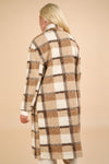 Fuzzy Plaid Button Down Coat