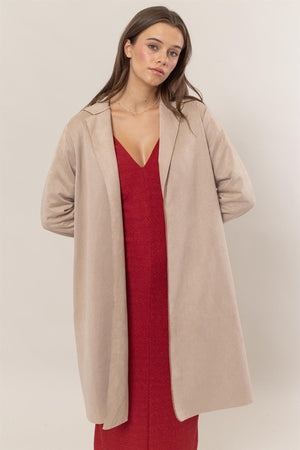 Suede Open Front Jacket