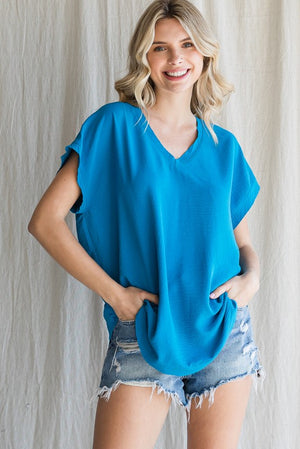 Cap Sleeve Raw Edge Top