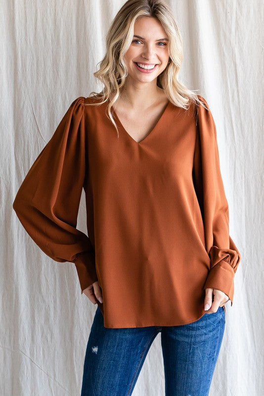 Puff Shoulder LS Solid Top