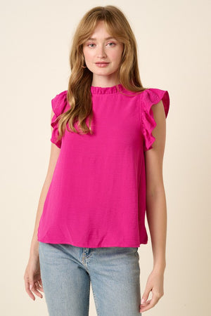 Ruffle Neck & Sleeve Top