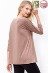 Drop Shoulder Loose Fit 3/4 Sleeve Top