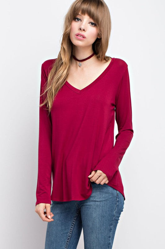 LS Bamboo V-Neck Top