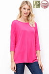 Drop Shoulder Loose Fit 3/4 Sleeve Top