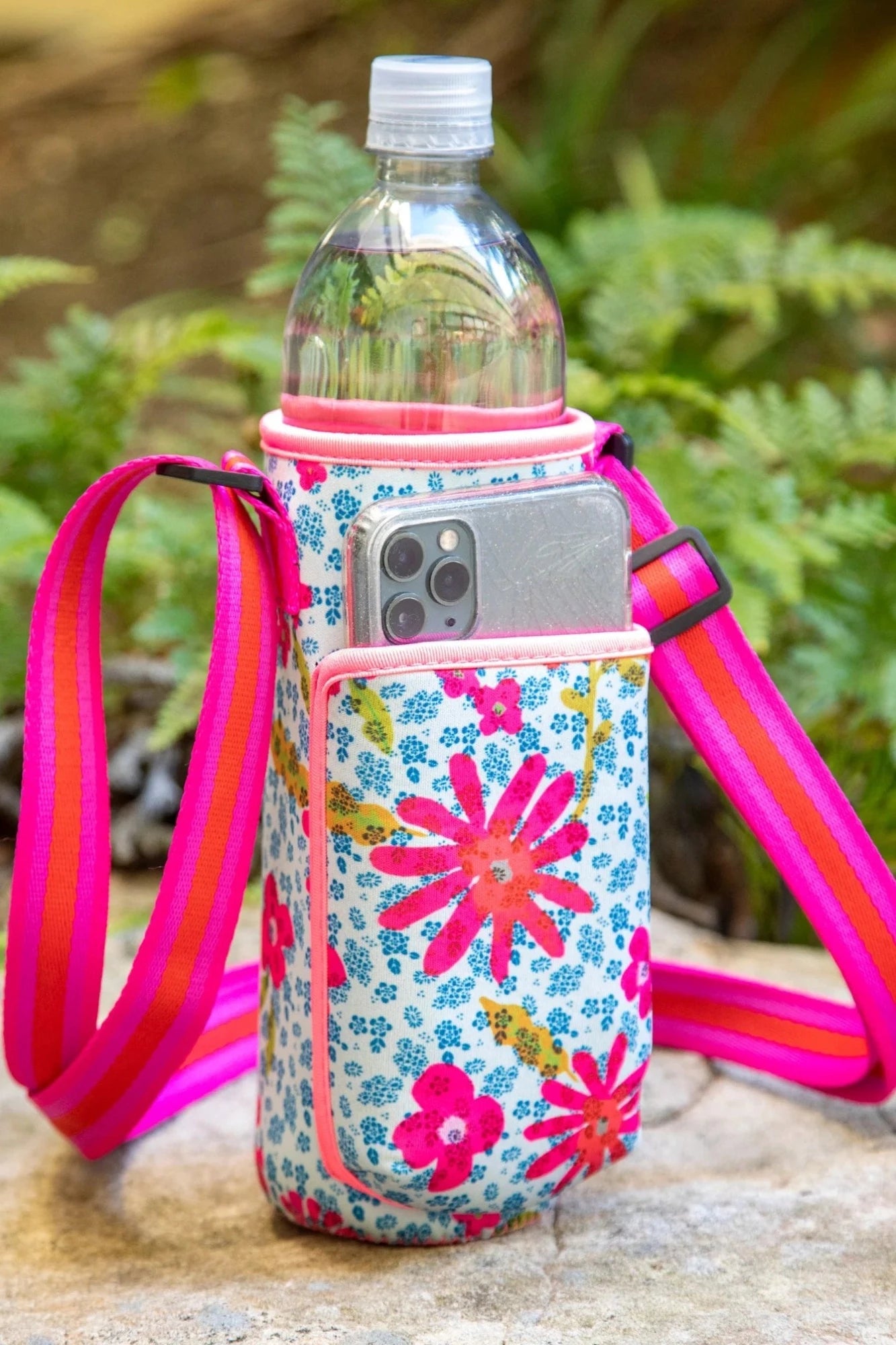 Natural Life Water Bottle Carrier Pink Patchwork