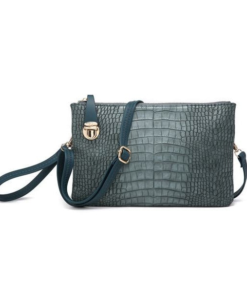 Sarah Croc Clutch Crossbody Wristlet Purse